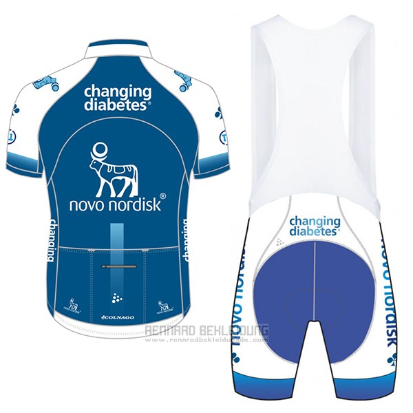 2017 Fahrradbekleidung Novo Nordisk Blau Trikot Kurzarm und Tragerhose